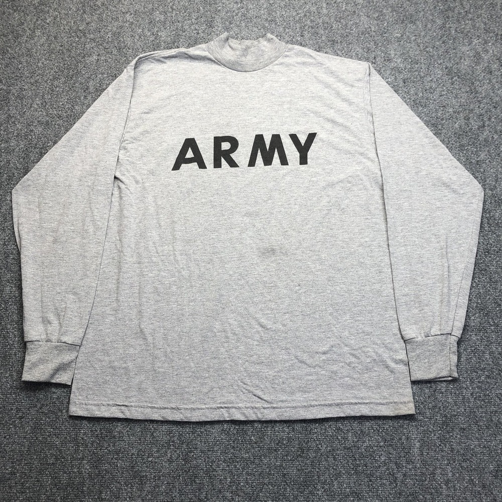 UNICOR Mens Large Gray Long Sleeve Army PT Mock Neck Athletic Training Top Lot 2